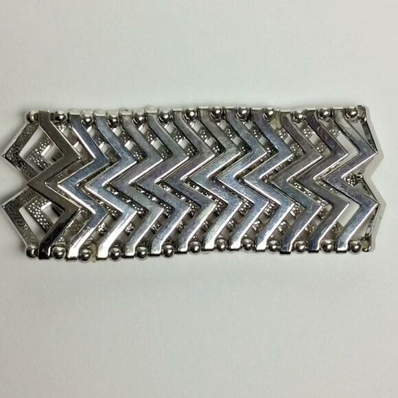 VINTAGE BRACELET Silver Tone Size- Stretch @ 1 3/4”Width - Picture 1 of 6